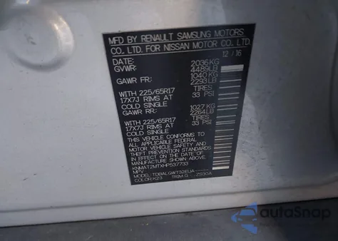 2017 Nissan Rogue Sv из США, поврежденный, VIN KNMAT2MTXHP537733